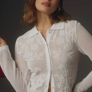 NWOT By Anthropologie Sheer Patterned Lace Cardigan Sweater Sold Out